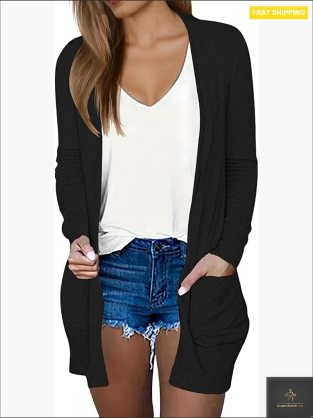 Lightweight Long Cardigan Open Front with Pockets Y2K 2026 Fall Sweater